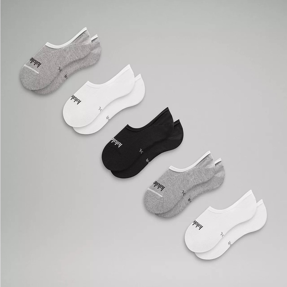 Lululemon Women’s Daily Stride No Show Socks *5 Pack Gray White Black, Sz. Large
